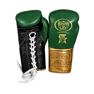 Gants de boxe en cuir No Boxing No Life, noirs, embossés, à lacets, fabriqués au Mexique, pour adultes, entraînement de boxe, MMA - Product Image 4