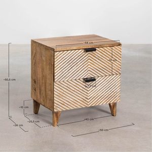 Wood Nightstand Bedside <b>Table</b> Two Drawer Mango Wood <b>End</b> <b>Table</b> Modern Bedroom <b>Storage</b> Cabinet - Product Image 3