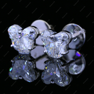 Dainty Heart Shaped Diamond Earrings for Women - Product Image 4