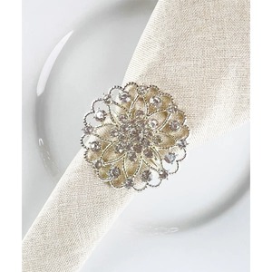 Servilletero de Lujo con Diseño de Mandala Plateado, para Bodas Formales, Anillo de Servilleta Metálico con Pedrería Glamurosa - Product Image 5