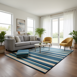 Alfombra Moderna de Lana a Rayas Clrd de 60x90 Pulgadas, Paquete de 2 Alfombras Tejidas para Uso en el Hogar y Hoteles, para Decoración de la Sala de Estar - Product Image 3