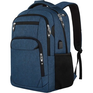 Sac à dos décontracté gris Oxford avec port USB et poche latérale en maille, unisexe, usage quotidien, capacité 20-37L, poignée souple, fermeture éclair - Product Image 2