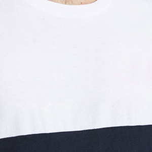 T-shirt décontracté pour homme à col rond et manches courtes, color-block, coupe classique, bordure contrastante, 100 % coton jersey, design uni - Product Image 5