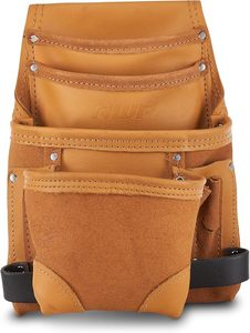 Sac à outils en cuir marron avec plusieurs compartiments, sac de ceinture à ouverture supérieure, rangement universel pour outils - Product Image 6