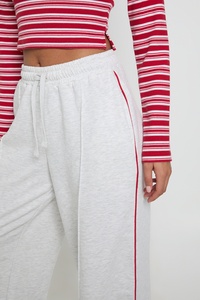 Pantalon de jogging gris cendré pour femme, taille haute, coupe ample, décontracté, avec cordon de serrage, jambe large et droite, vente en gros - Product Image 4