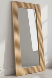 กระจกติดผนังกรอบไม้ธรรมชาติน้ำหนักเบา สีน้ำตาลกลาง งานแฮนด์เมด เป็นมิตรกับสิ่งแวดล้อม ตกแต่งศิลปะ แต่งหน้า โต๊ะเครื่องแป้ง - Product Image 2