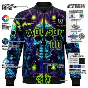 Chaqueta Bomber Sublimada al por Mayor de Wilson Industry, Manga Larga, Personalizada, de Forro Polar, Ecológica, de Secado Rápido y Transpirable para Gimnasio - Product Image 6