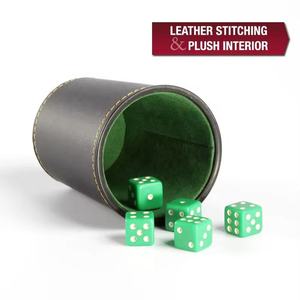 Ensemble de dés et de pions de backgammon en cuir PU, avec cube de multiplication et shaker, vente en gros, ensemble de gobelets à dés en cuir de forme ovale - Product Image 4