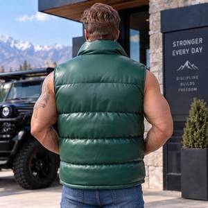 Chaleco de Cuero para Hombre, Chaqueta sin Mangas Acolchada Estilo Vintage, Chaleco de Motociclista, Chaleco Hecho a Mano, Regalo para Él - Product Image 6