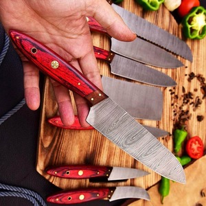 Juego de Cuchillos Artesanales de Acero de Damasco con Mango de Madera de Palisandro para Diestros, Hoja de 9 Pulgadas, Apto para Lavavajillas, Afilado, para Cocina y Uso en Exteriores - Product Image 5