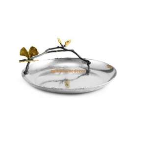 Plateau de service rond en forme de feuille de Ginkgo, plateau décoratif pour table à manger, collations, fruits, décoration de la maison - Product Image 6