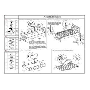 Letto singolo contemporaneo con letto estraibile, doghe in tela color antracite, testiera e pediera imbottite con bottoni, mobili per camera da letto per ragazzi - Product Image 6