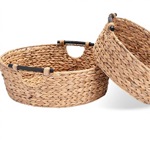 Cesta de Almacenamiento Vintage Ecológica de Jacinto de Agua y Hierba Marina Tejida a Mano con Asa, Organizador Colgante Multiusos para Suelo con Ganchos Novedosos - Product Image 2