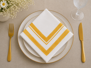 Chevron Border <b>Linen</b> <b>Cloth</b> Napkins Square Dinner Napkins Reusable <b>Table</b> <b>Linen</b> for Wedding Party Dining - Product Image 1