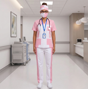 Ensemble d'uniformes d'infirmière à manches courtes, hauts et pantalons, 100% polyester, ensembles d'uniformes médicaux |   Ensemble de blouses d'hôpital pour femmes - Product Image 1