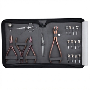 Kit complet d'installation d'extensions capillaires : Pince à micro-anneaux, Pince à sertir, Outil de pose de bandes adhésives, Pince d'ouverture et de fermeture, Pinces - Product Image 1