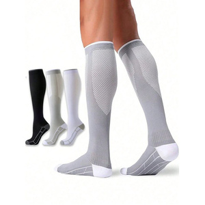 unisex Over Knee Compression Socks Solid Black Knitted Sport Style Medium Thickness All Seasons Wear - Product Image 1