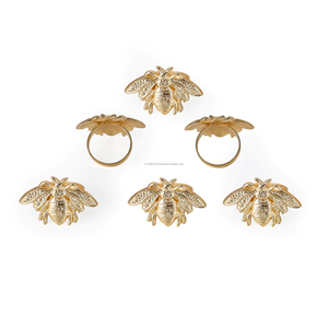 Vente chaude Insecte En Forme D'or Serviette Anneau En Métal Cercle Serviette Boucle Décoration De Table En Gros En Vrac Parties Bois Papier - Product Image 3