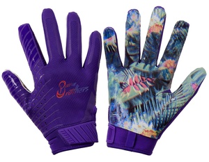 New Arrival Custom American Football Gloves Full Finger <b>Sticky</b> Grip <b>Hook</b> Loop Closure Breathable Unisex Sports Gloves - Product Image 3