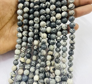 Cuentas Redondas de Jaspe Negro de Rare Gems Factory, Cuentas de Piedra Curativa, Hilos de Bolas de 15.5 Pulgadas - Product Image 3