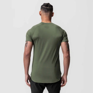 T-shirts de fitness pour hommes en spandex/polyester de qualité supérieure - Tissu tricoté sportif, coupe ajustée, séchage rapide et respirant pour l'entraînement physique - Product Image 3