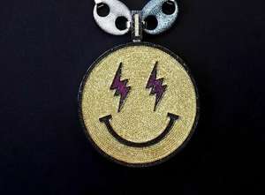 Colgante de Cara Sonriente Iced Out con Micro Pavé de Moissanita, Amuleto de Dibujos Animados, Estilo Hip Hop Bling, de Plata 925 Bicolor - Product Image 5