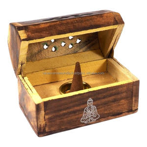 เตาเผาเครื่องหอมทรงกรวยไม้ทำมือ ลายพระพุทธรูป ของตกแต่งบ้านเพิ่มความหอมมีสไตล์ - Product Image 1