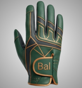 Golf Glove Right Hand Genuine Leather Non-Slip <b>Hook</b> And Loop Closure Unisex Green With Gold Stitching with Premium Packaging - Product Image 1