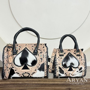 Sacs de voyage week-end en cuir véritable artisanal de haute qualité, style Western, en cuir de vachette à poils, modèle Speedy moyen - Product Image 1