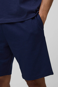 Pantalones Cortos Bermuda de Algodón Tejido Azul Marino para Hombre, Cintura Media, Elásticos, Transpirables, Estilo Urbano con Bolsillos - Product Image 4