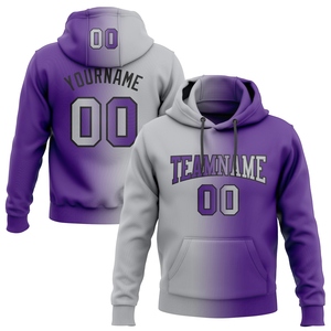 Sudadera con Capucha Deportiva de Moda, Diseño Nuevo, Personalizada, con Degradado Morado, Gris y Negro, Venta al Por Mayor Directa de Fábrica - Product Image 1