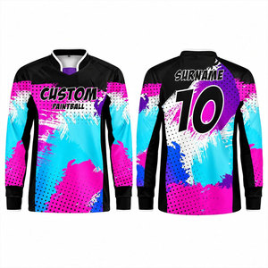 Camiseta de Paintball Sublimada Personalizada de Manga Larga con Cuello en V, Ropa Deportiva Transpirable para Equipos - Product Image 1