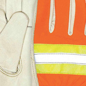 Reinforced Hi Vis Leather Workwear <b>Gloves</b> with Safety Cuff Comfortable Reflective Design for Industrial Use <b>Drivers</b> & Gardeners - Product Image 5