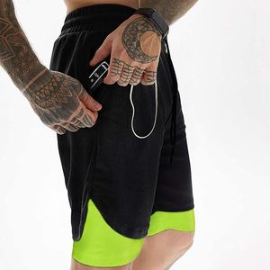 Custom Logo Men's Double <b>Layer</b> Blank Sports Athletic Workout Running Gym Shorts With Liner Breathable 2 In 1 Activewear Shorts - Product Image 2