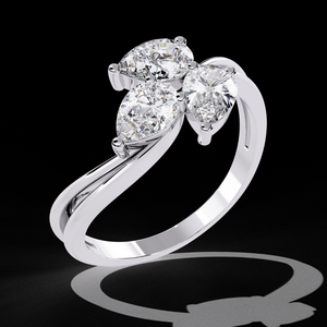 แหวนเพชรเพาะเลี้ยงในห้องปฏิบัติการรับรองโดย IGI น้ำหนัก 1.10 กะรัต ทองคำขาว 14K ทรงลูกแพร์ ประดับเพชรข้าง ดีไซน์ Toi Et Moi เครื่องประดับชั้นดีสำหรับการหมั้น - Product Image 2