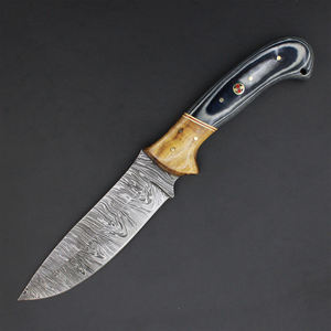 มีดล่าสัตว์ที่ผลิตจากเหล็กกล้าคาร์บอนสูง พร้อมด้ามจับโค้งมน สำหรับใช้งานในแคมป์ มีดล่าสัตว์พร้อมปลอกป้องกัน - Product Image 2