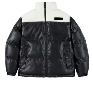 Blouson long matelassé brillant en PU pour homme, style streetwear moderne, avec logo frontal, vente en gros personnalisée - Product Image 5