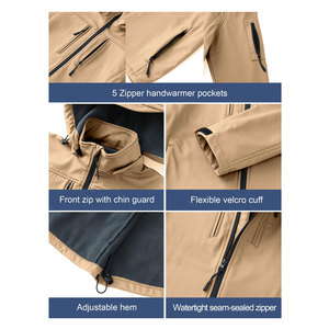 Veste softshell pour homme avec logo personnalisé, élégante, imperméable, respirante, coupe-vent, avec capuche amovible, chaude, pour la randonnée et le ski en plein air - Product Image 5
