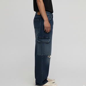 Wide Leg Baggy <b>Jeans</b> Men Casual Oversize <b>Jeans</b> Pants for Men Streetwear Vintage Distress <b>Work</b> Denim <b>Jeans</b> Trousers - Product Image 3