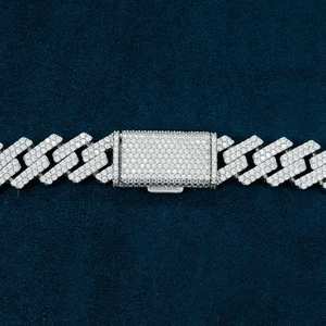 สร้อยคอคิวบาลิงค์ประดับเพชรโมอิสซาไนต์สองแถว เงินแท้ 925 ชุบทองคำขาว เครื่องประดับฮิปฮอป - Product Image 2