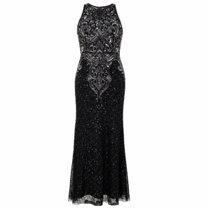 Black <b>Sequin</b> Evening Gown for Women | Sleeveless Embellished Maxi Dress | Elegant Formal Party Prom Wedding Cocktail Luxury - Product Image 1