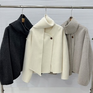 Manteau en laine pour femme, col mandarin, bouton unique, couleur unie, respirant, chaud, vêtement d'extérieur d'hiver, pour femme de bureau - Product Image 5