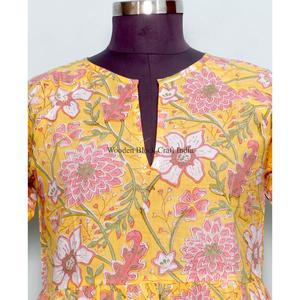 Vestido Corto Tipo A para Mujer, Cómodo, Formal, para Viaje, Ecológico, Cintura Natural, 100% Algodón, Estampado Floral Digital - Product Image 3