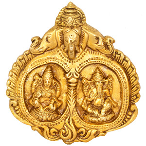 พระพิฆเนศทองเหลืองแขวนผนังขนาด6นิ้วทำด้วยมือผลิตในอินเดียสำหรับให้เป็นของขวัญ - Product Image 1