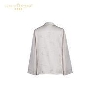 Guixiu Mode Femmes Jacquard Satin Pyjama Ensemble Satin Glace Soie Pyjama Femme Mince Manches Longues Ensemble Pyjama Femme