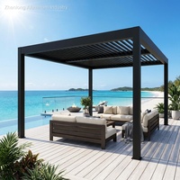 Pergola bioclimatique en aluminium, pergola à lames orientables imperméable, toiture en aluminium, pergola motorisée à lames orientables pour extérieur, 3x4m, 3x5m, 4x4m, 6x4m