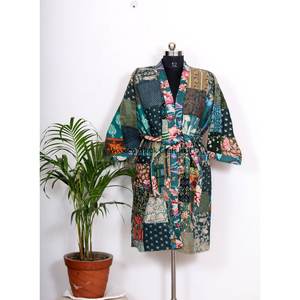 Kimono en soie kantha 100% de haute qualité, imprimé, élégant, luxueux, avec motifs magnifiques, logo personnalisable, doux, idéal pour le printemps - Product Image 1