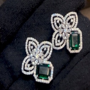 Exquisite Premium Quality 92.5 Pure Hallmark Silver A+++ CZ Zirconia Doublet Silver Hallmark Big <b>Tops</b> For Women Wear Collection - Product Image 1