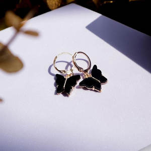 Pendientes Colgantes de Aro con Mariposa Minimalista Vintage, Chapados en Oro, con Aspecto de Piedra Natural, para Mujer, Joyería al por Mayor para Bodas - Product Image 3