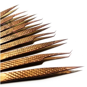 Pince à épiler pour extensions de cils RMI Shin Rose Gold Plasma Color, droite et à 45 degrés, en acier inoxydable, avec grip diamant. - Product Image 4